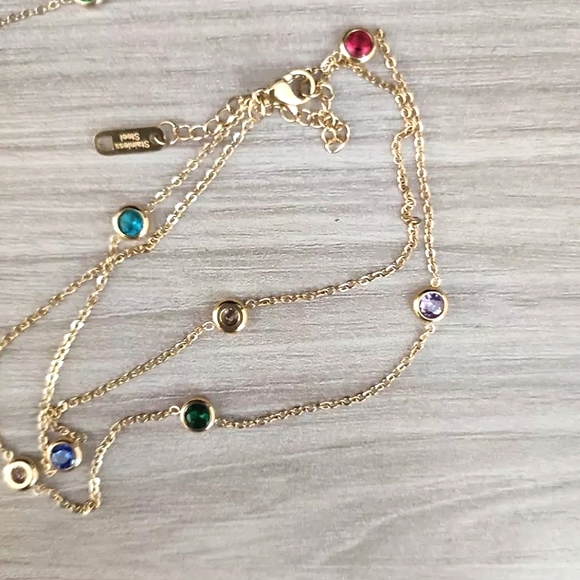 Gold plated necklace with colorful zirconias; nwot - Picture 7 of 11